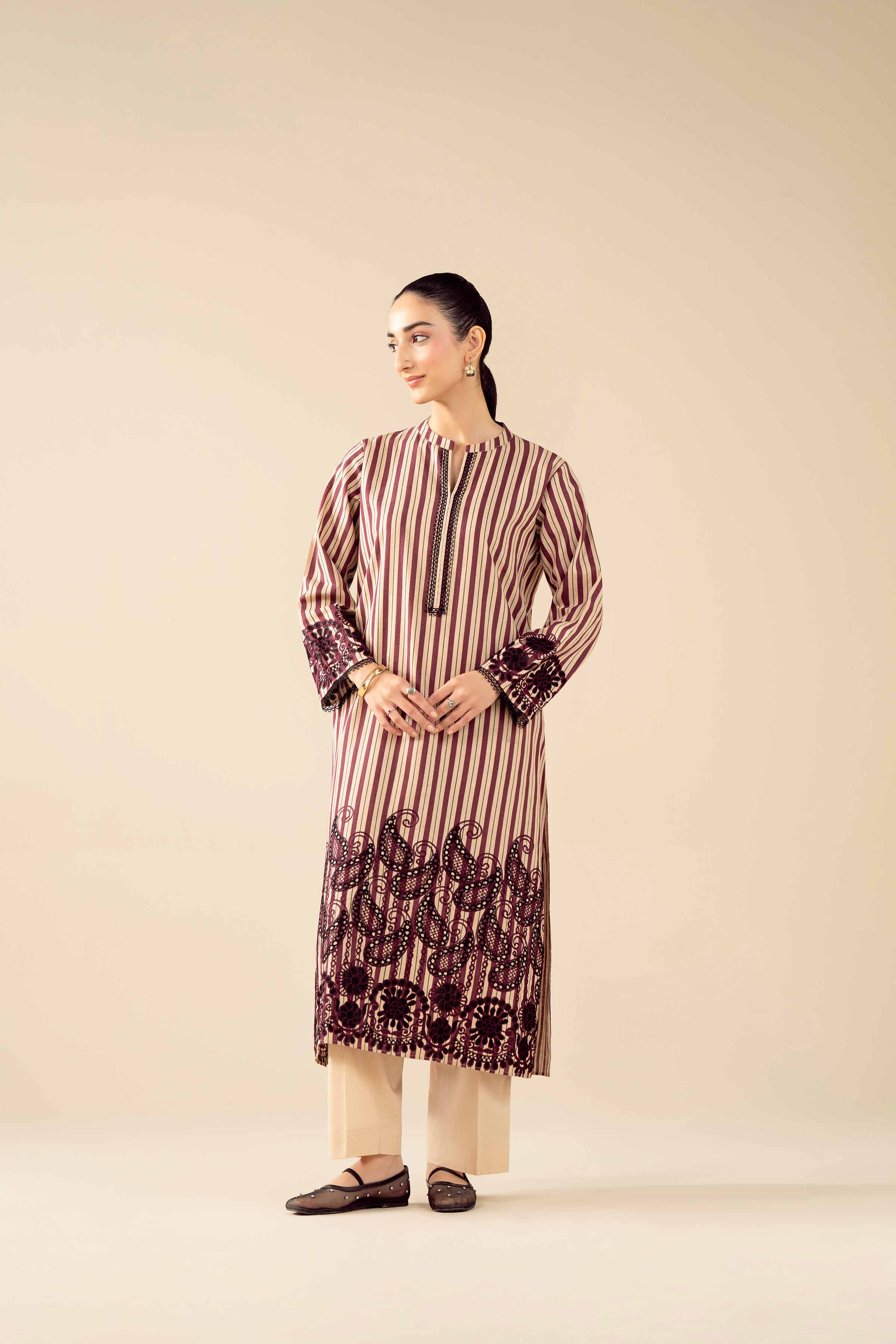 2 Piece - Printed Embroidered Suit - PW25-85