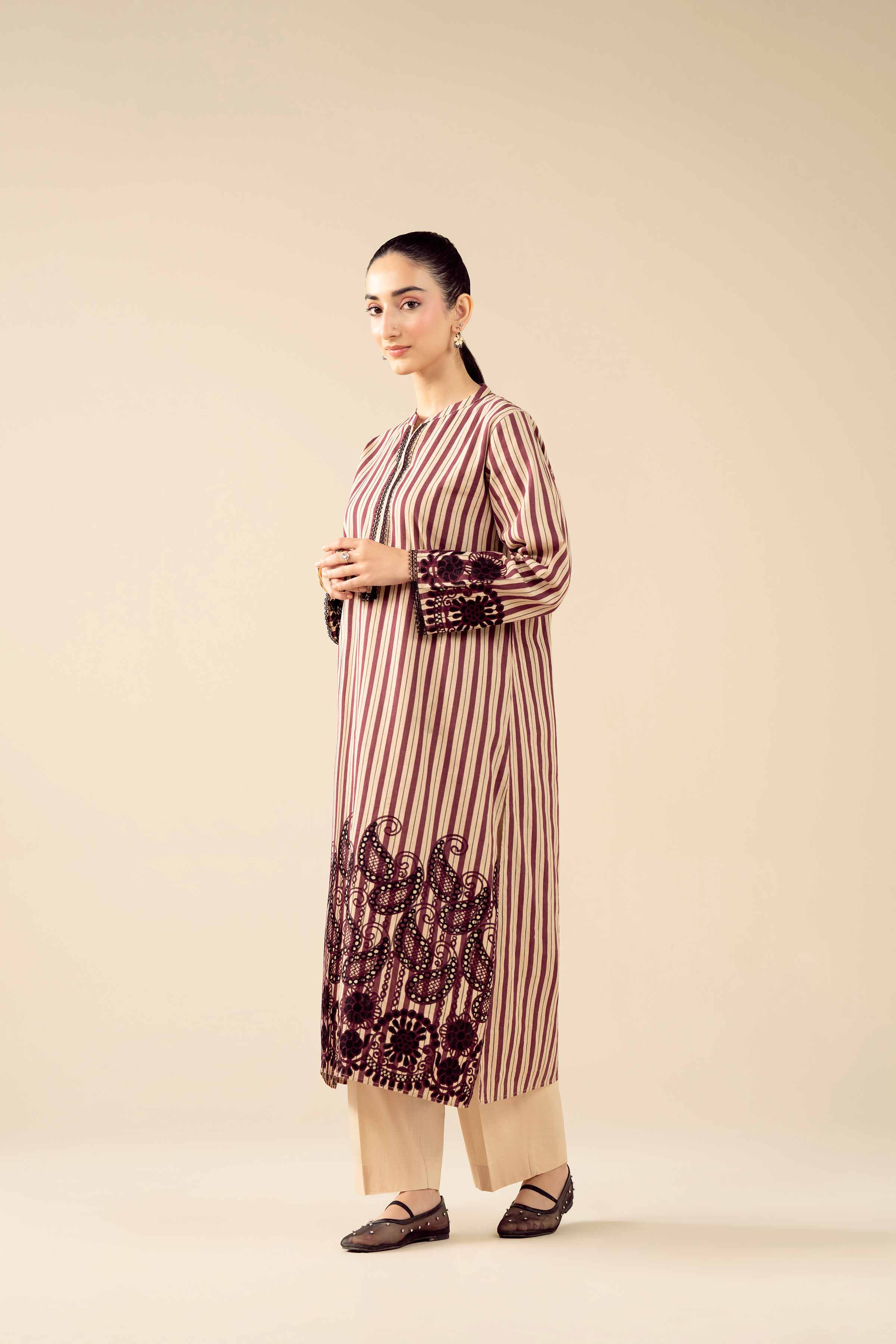 2 Piece - Printed Embroidered Suit - PW25-85