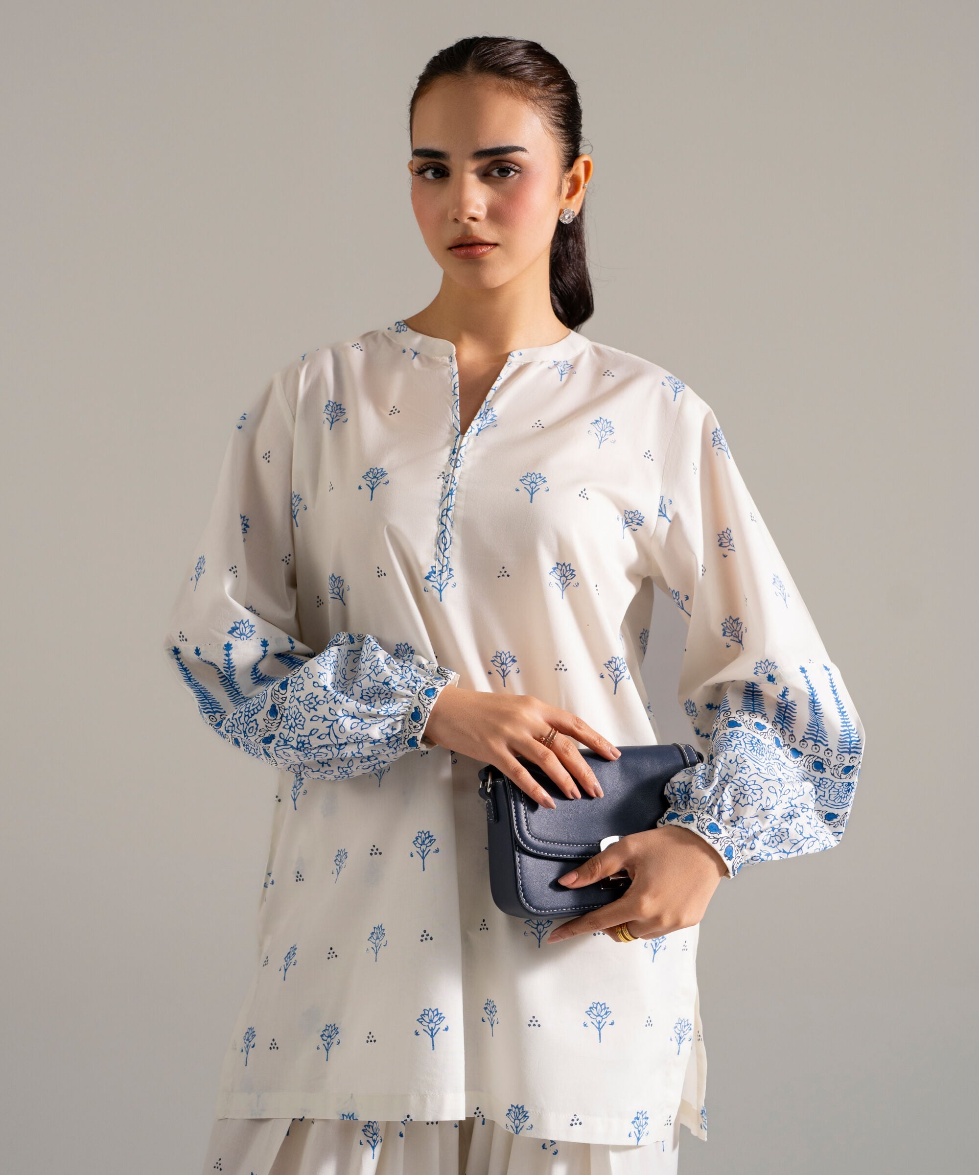 Block Printed Lawn Shirt PW26CASTV82S