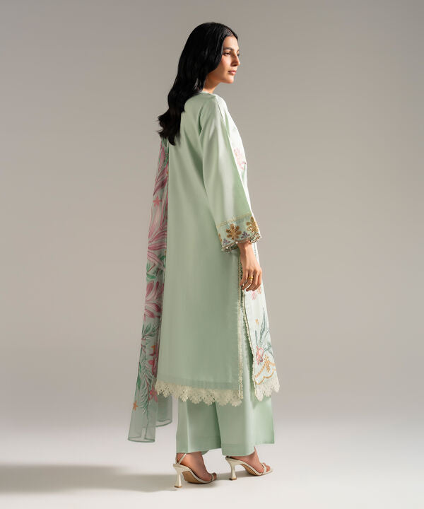 3 Piece - Embroidered Dobby Crepe Suit