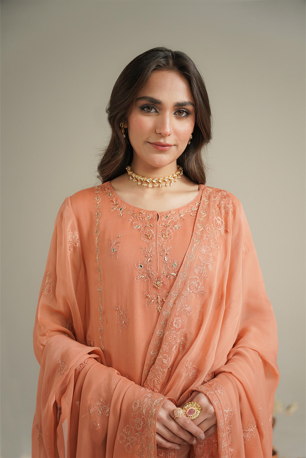 3 Piece Chiffon Embroidered Unstitched Suit (UF0039)
