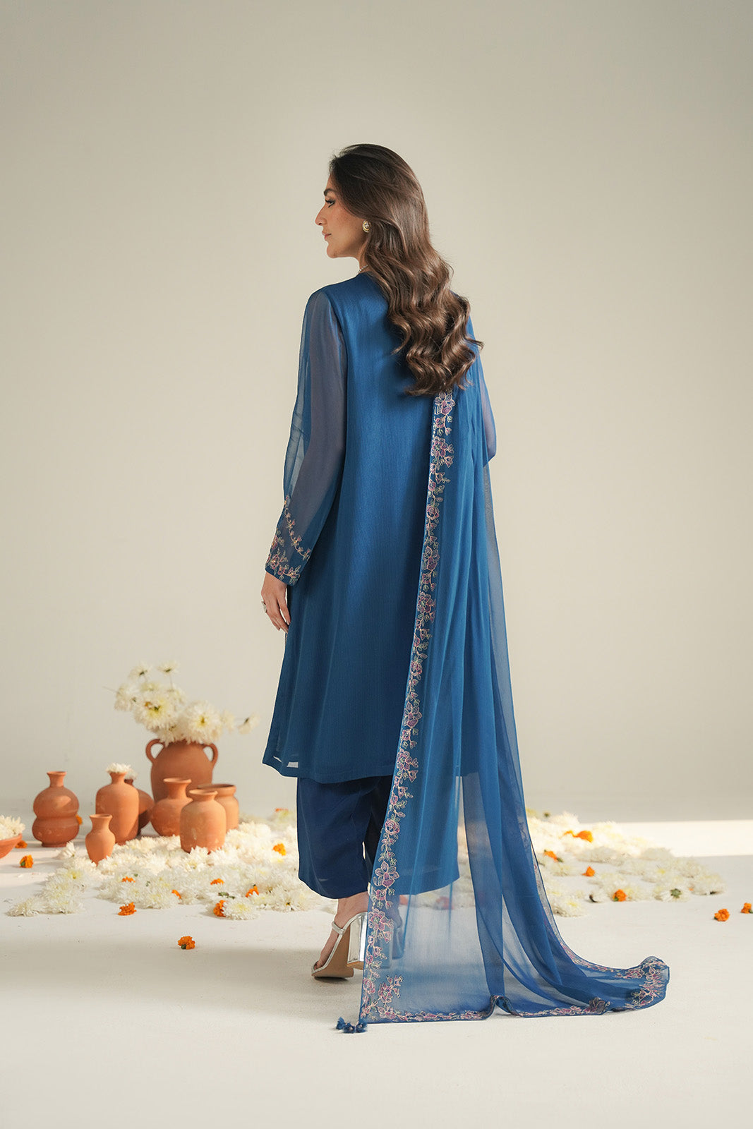 3 Piece Chiffon Embroidered Unstitched Suit (UF0038)