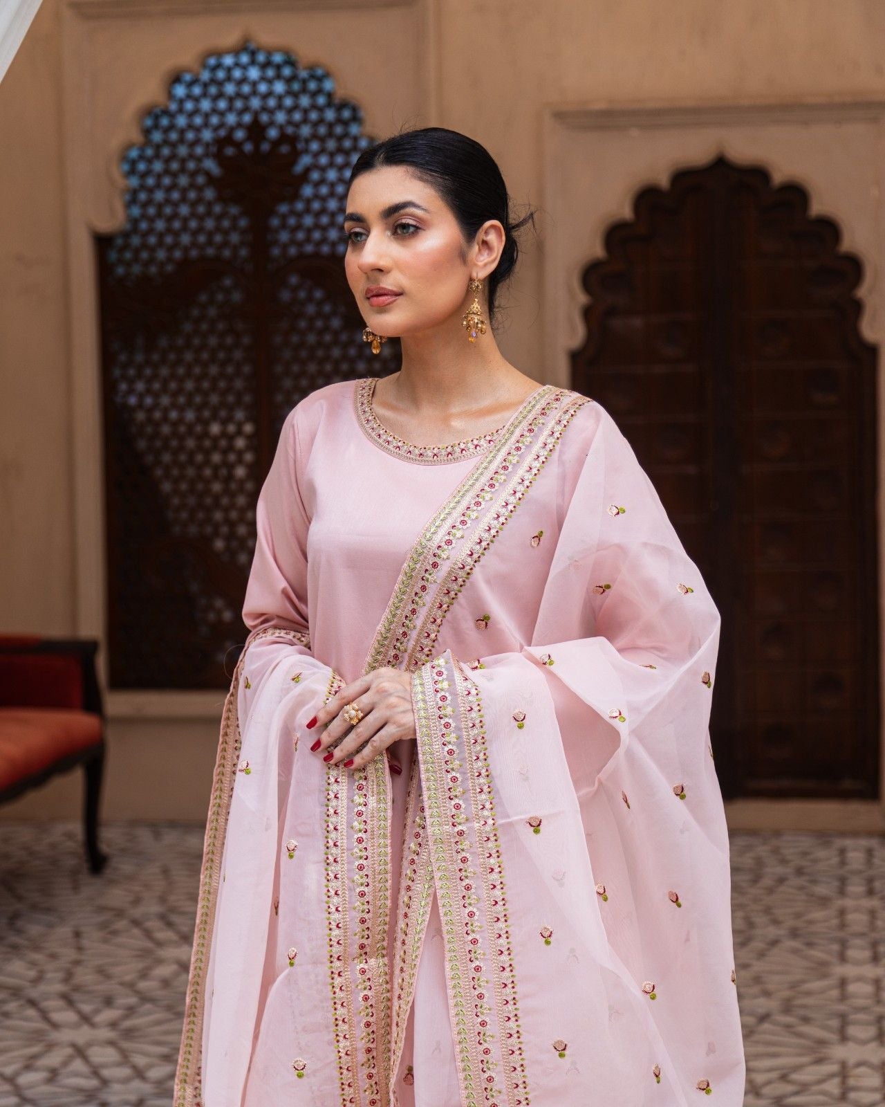 Pink Majesty Sharara Suit | Blush Pink Premium Lawn 3 Piece