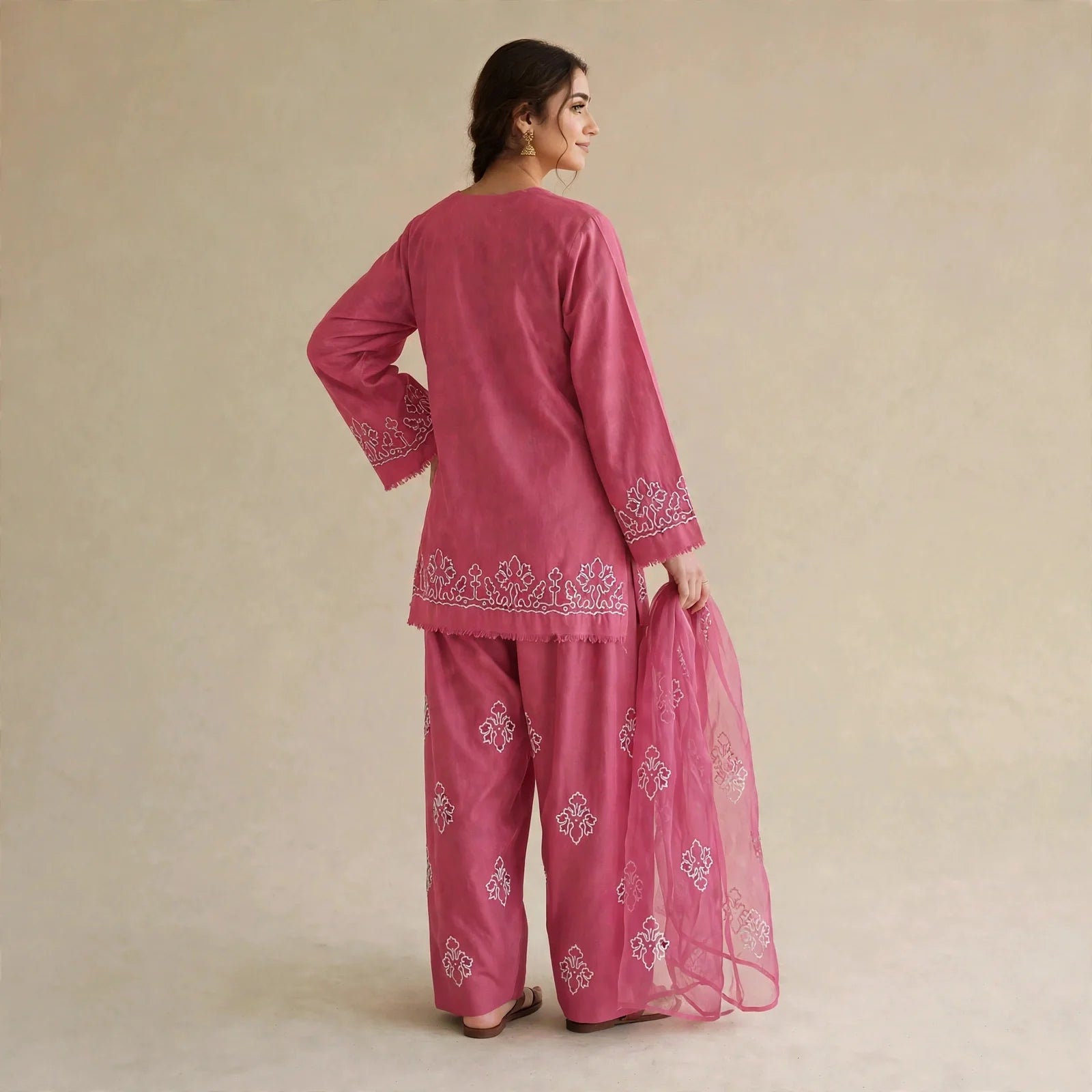 Pink Berry- Embroided 3 pieces suit for women