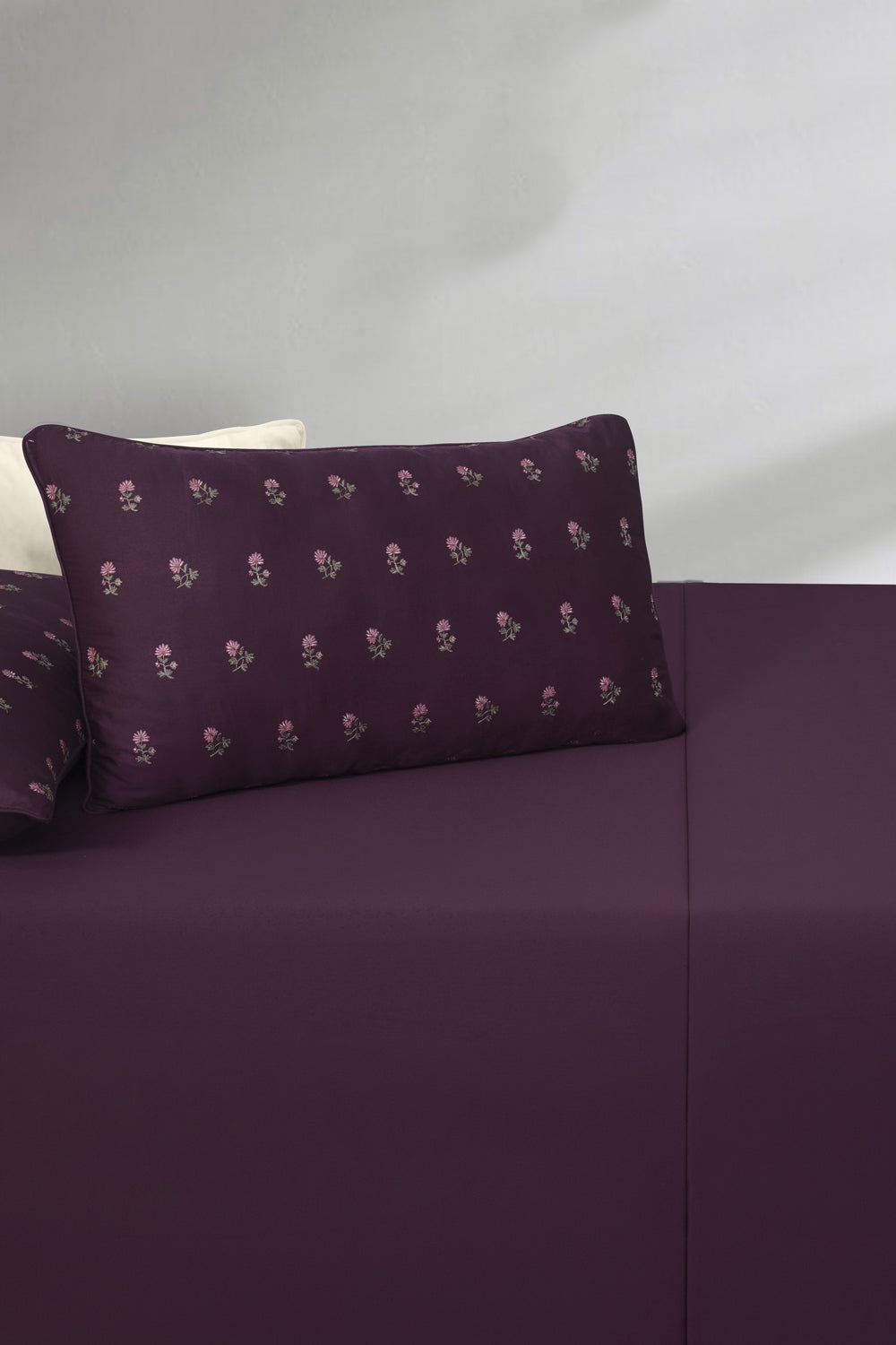Plum Charm Embroidered Bed Sheet Set