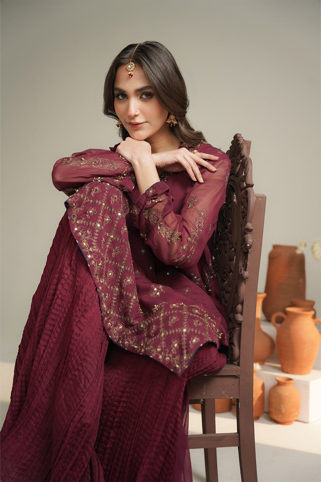 3 Piece Chiffon Embroidered Unstitched Suit (UF0034)