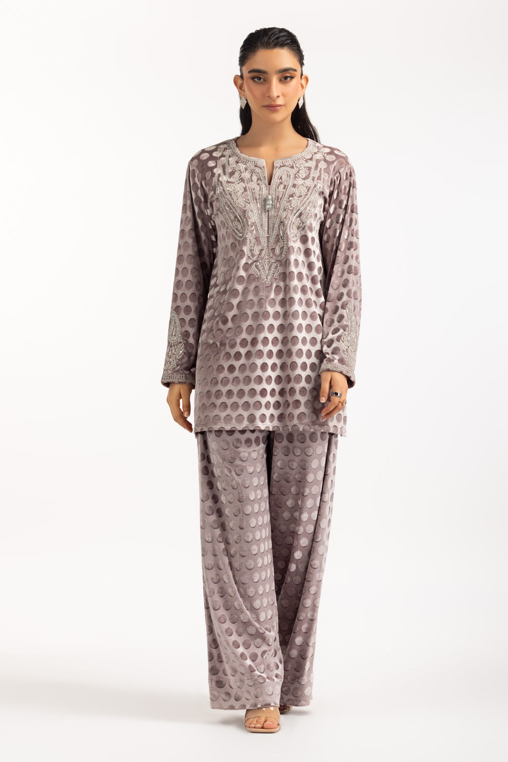 Polka Dots Velvet Co-Ord Set