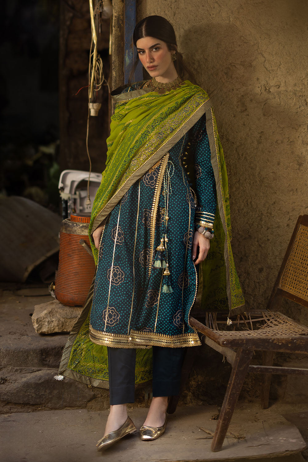 Embroidered Zari Khaddar Shirt