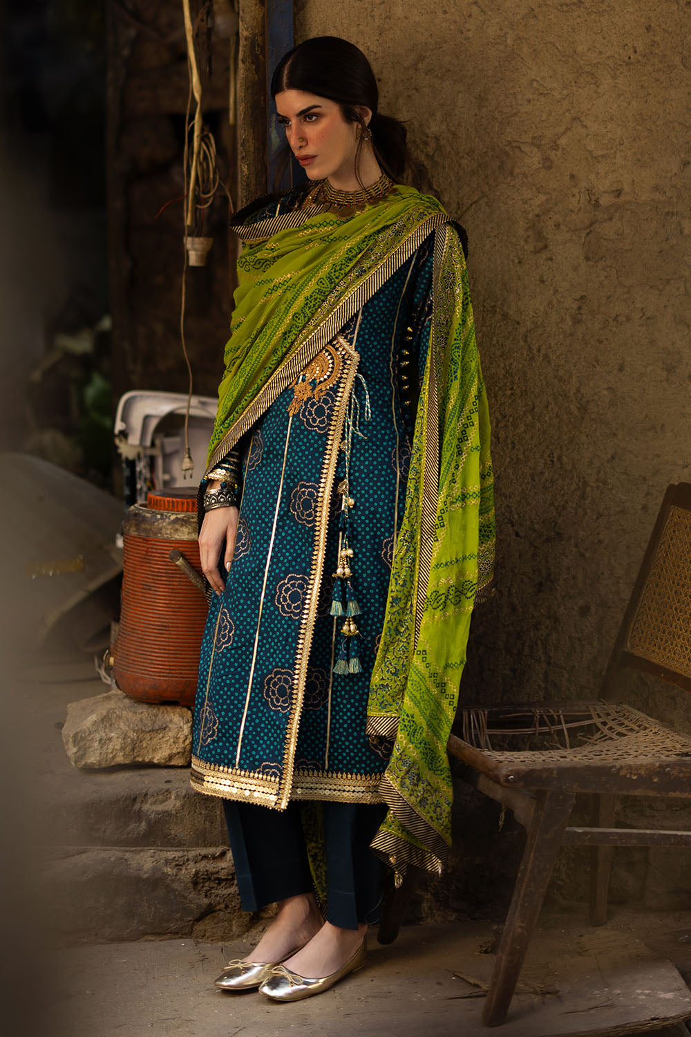 Embroidered Zari Khaddar Shirt