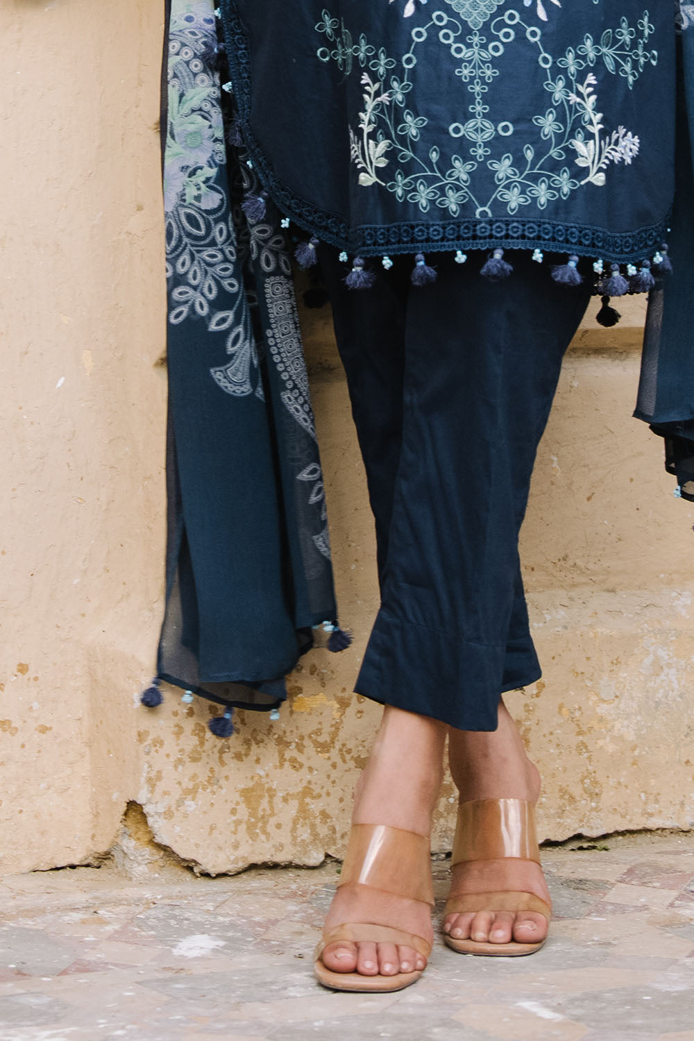 3 Piece Embroidered Lawn Suit with Lace and Printed Chiffon Dupatta