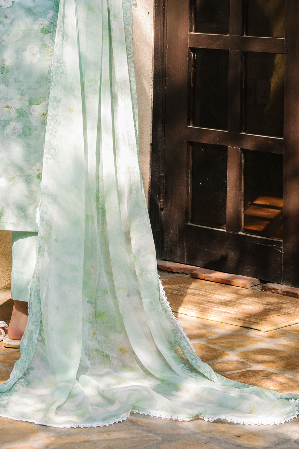 3 Piece Embroidered Printed Lawn Suit with Printed Chiffon Dupatta
