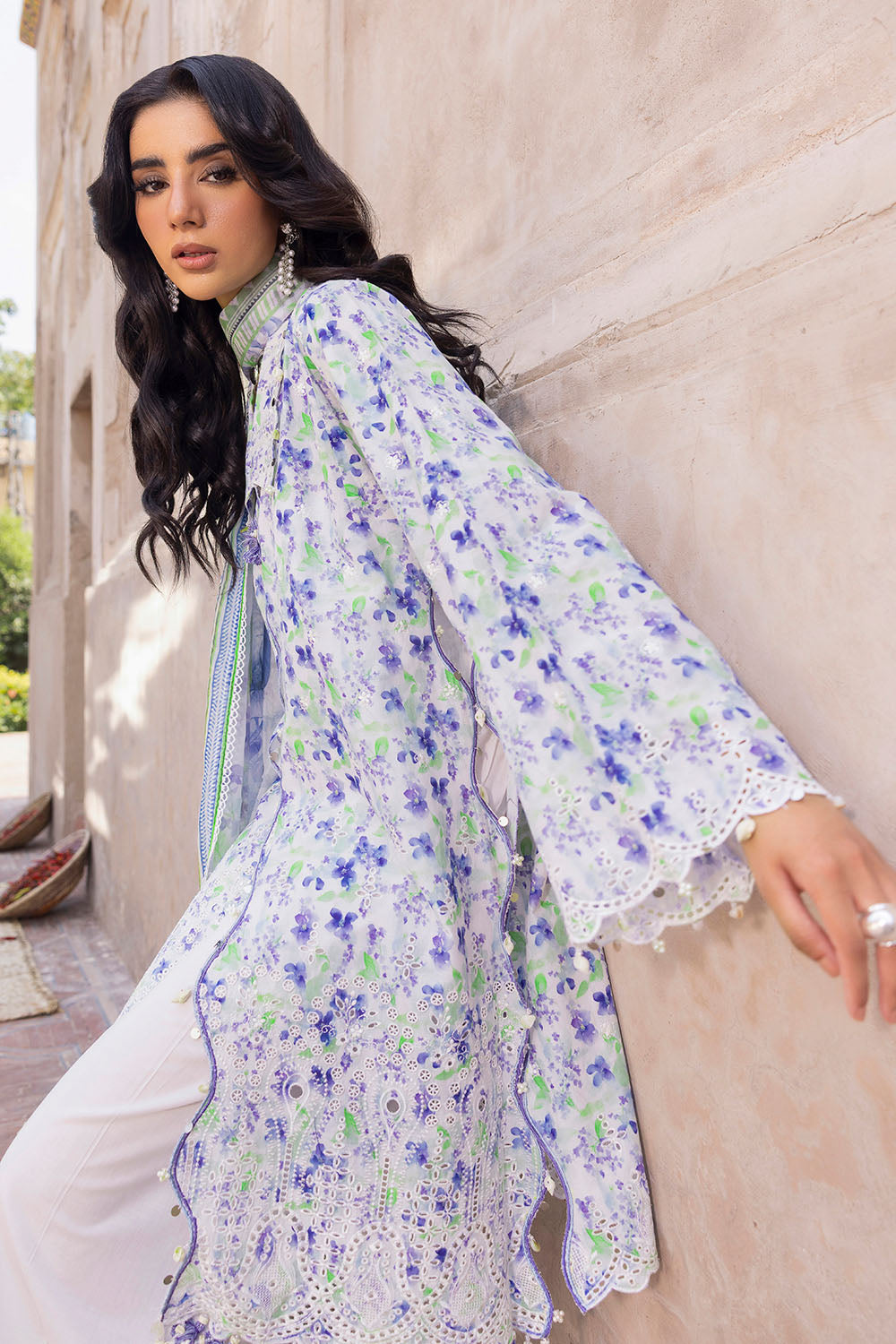 3 Piece Embroidered Printed Lawn Suit with Printed Chiffon Dupatta