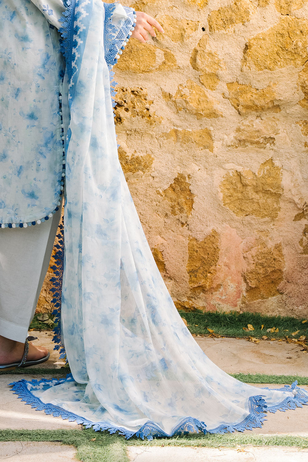 3 Piece Embroidered Printed Lawn Suit with Border and Printed Chiffon Dupatta