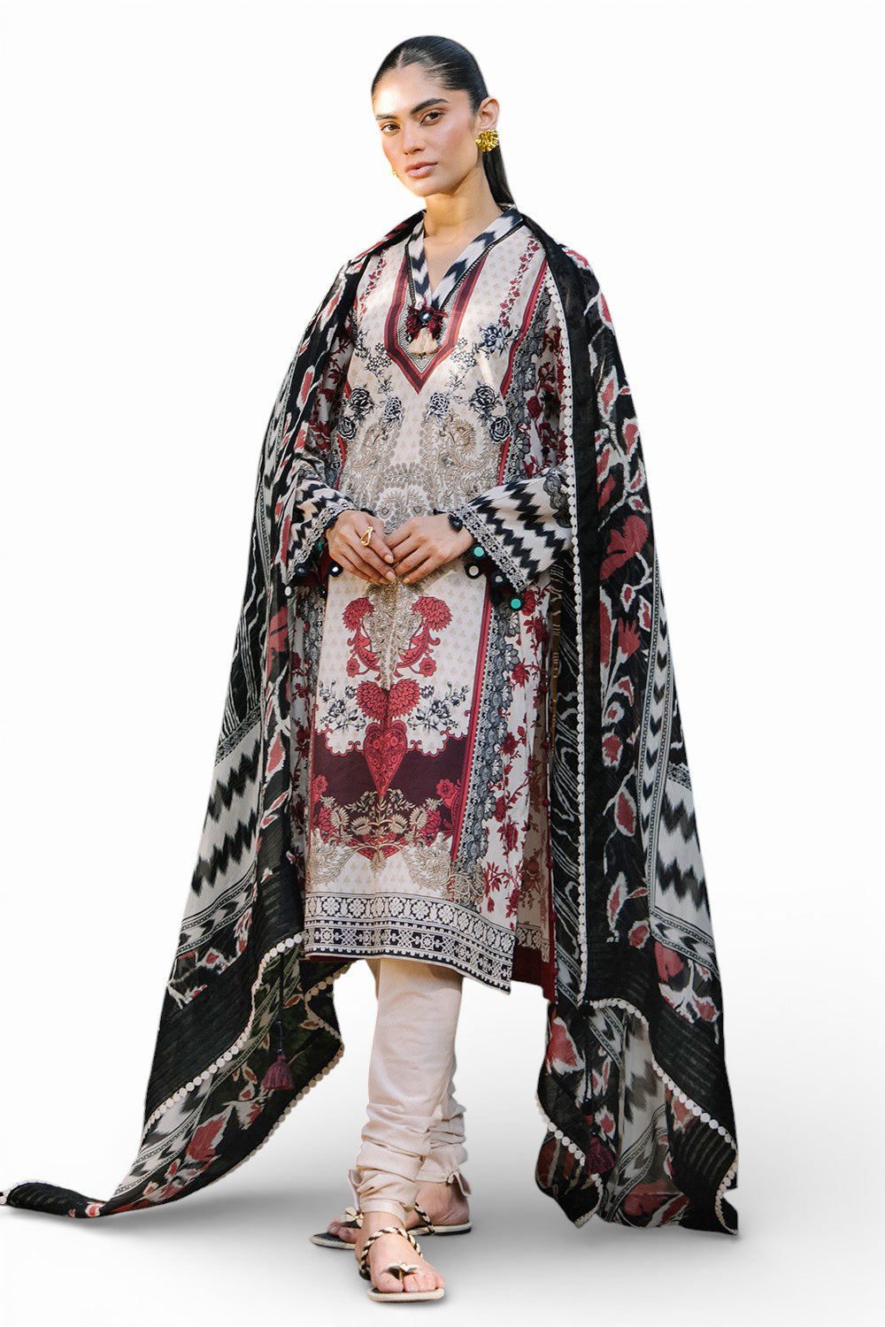 3 Piece Printed Lawn Suit with Printed Chiffon Dupatta