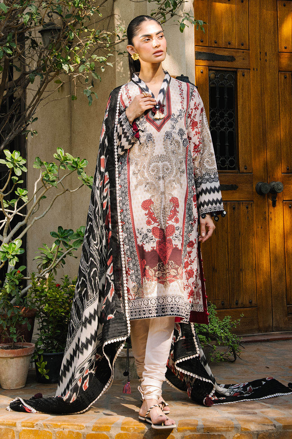 3 Piece Printed Lawn Suit with Printed Chiffon Dupatta