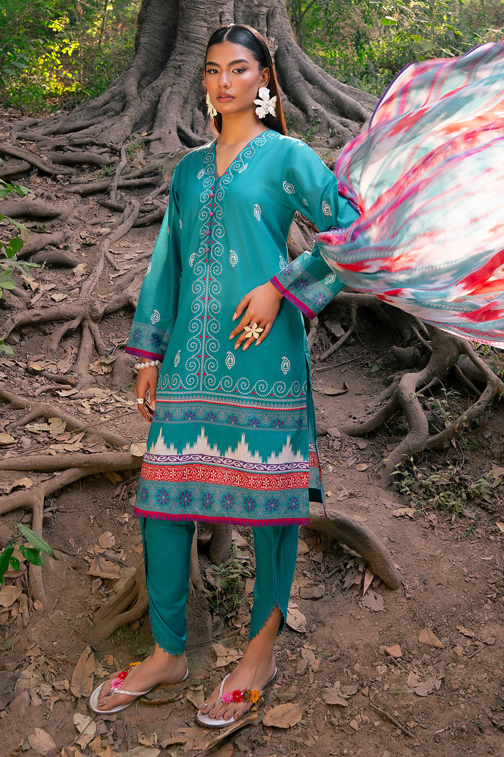 3 Piece Printed Lawn Suit with Chiffon Dupatta SD-52211
