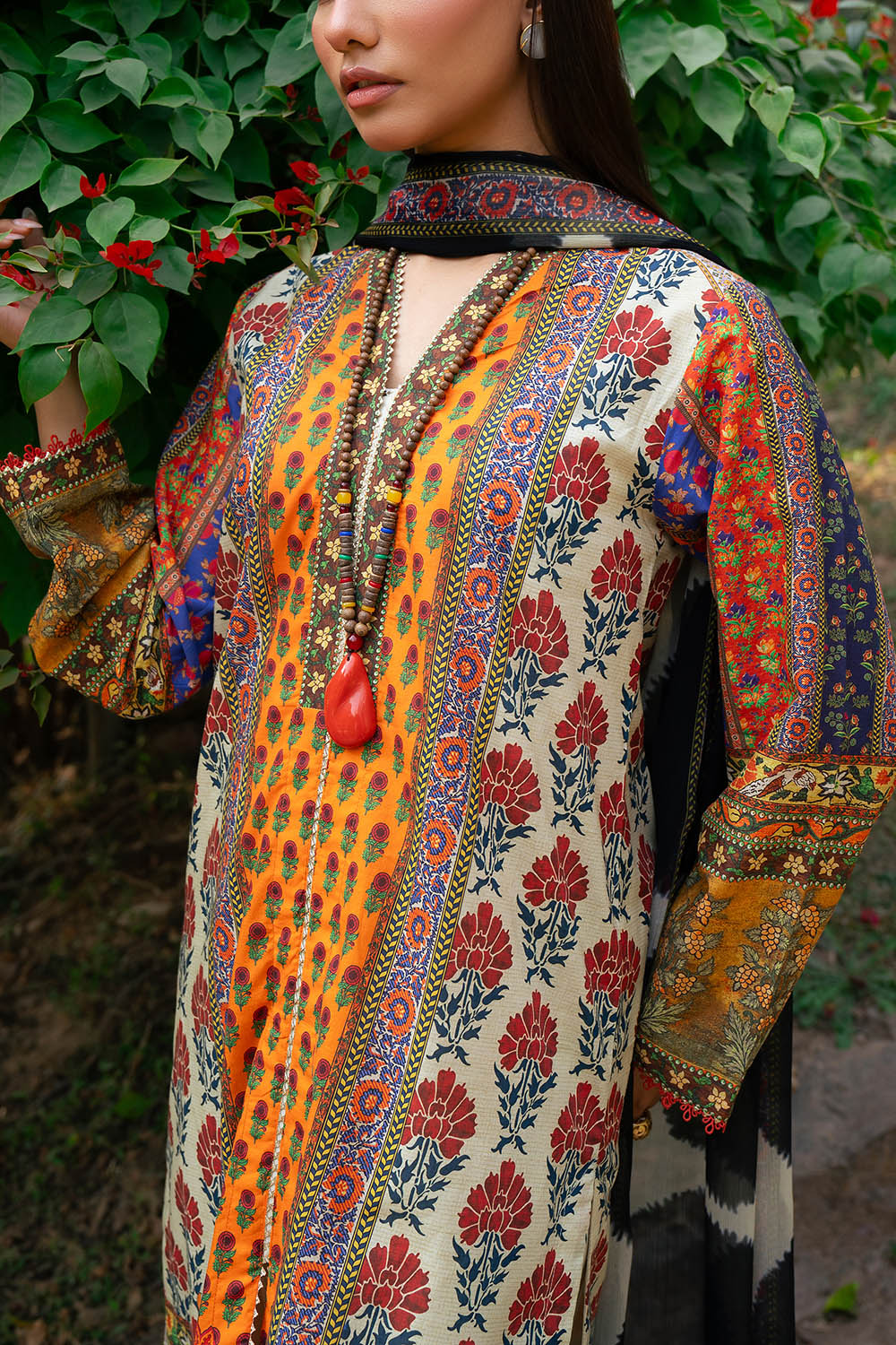 3 Piece Printed Lawn Suit With Chiffon Dupatta