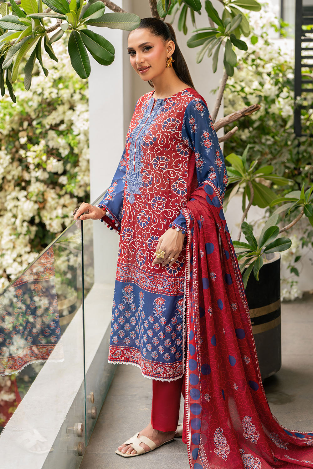 3 Piece Printed Cotton Suit