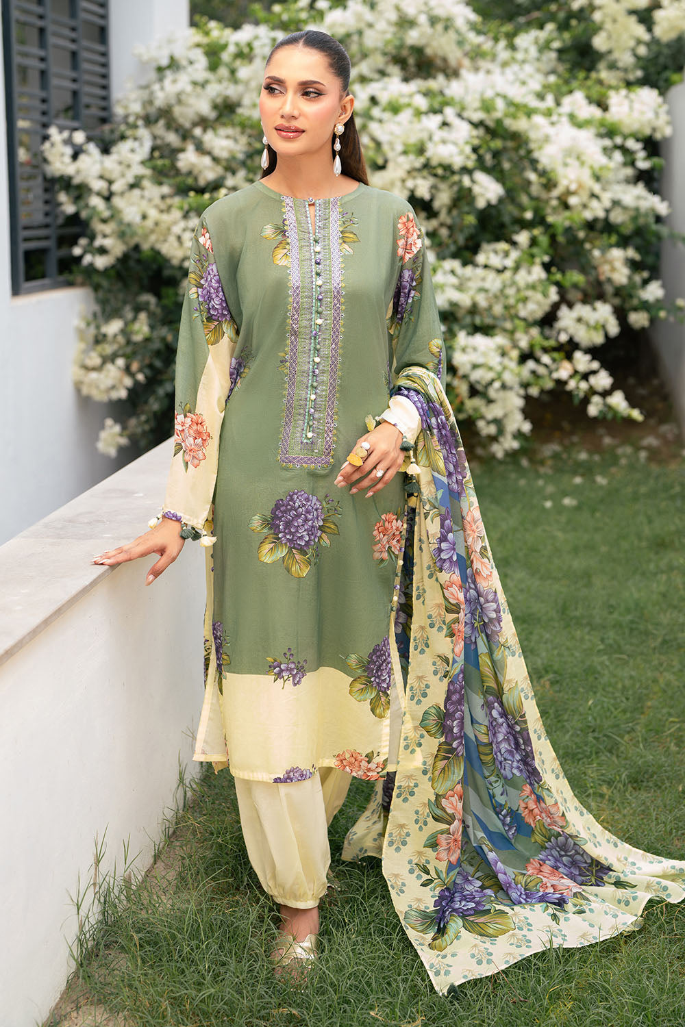 3 Piece Printed Cotton Suit