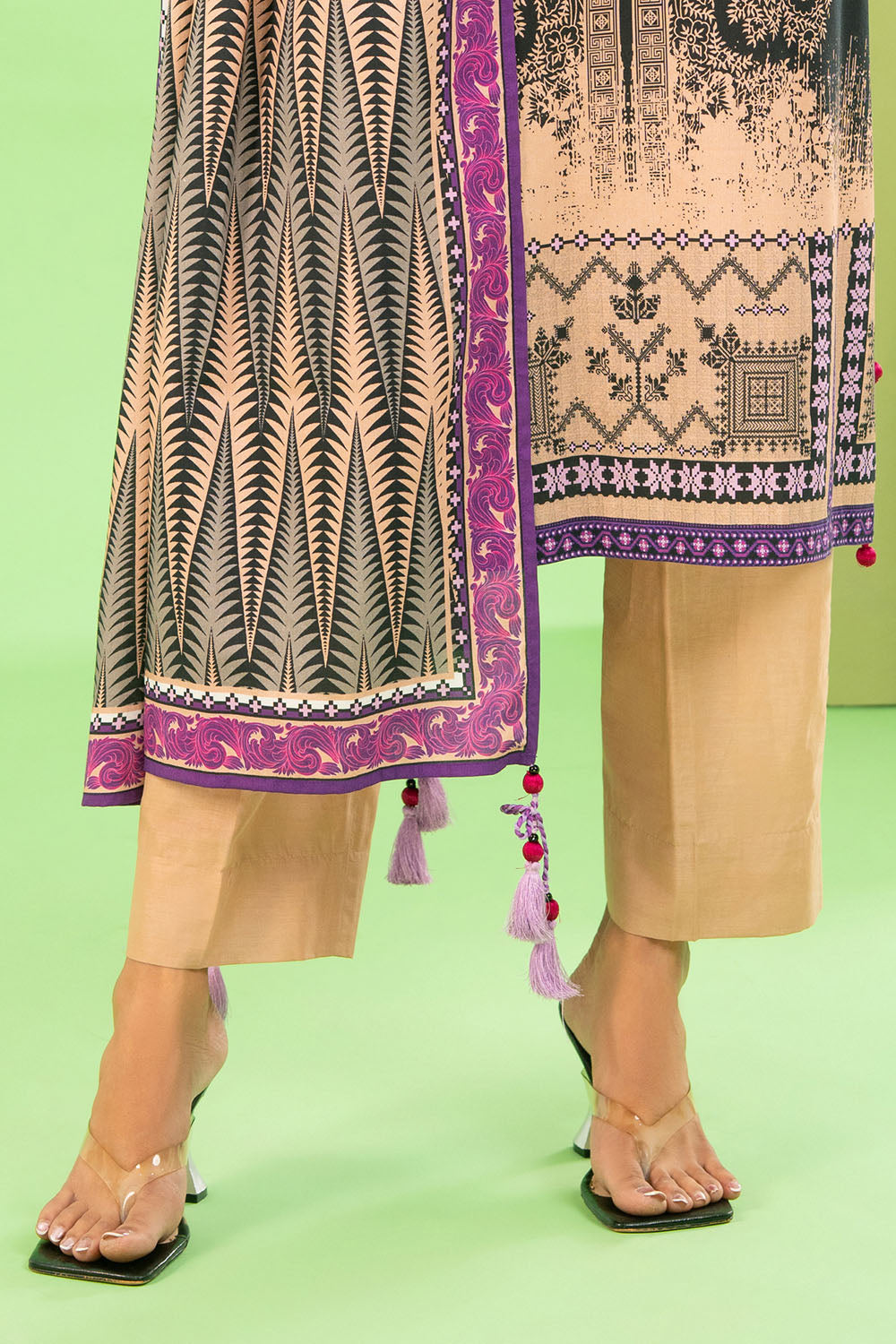 3 Piece Printed Cotton Linen Suit With Dupatta