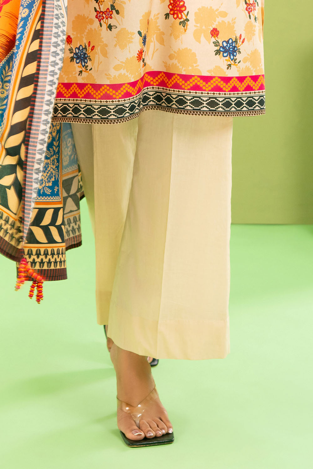 3 Piece Printed Cotton Linen Suit With Dupatta