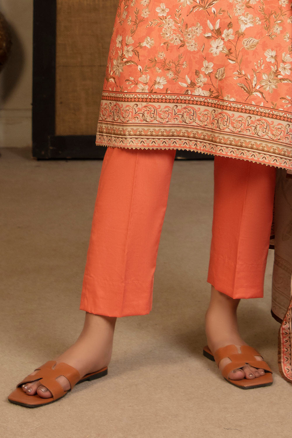 3 Piece Printed Cotton Linen Suit With Dupatta