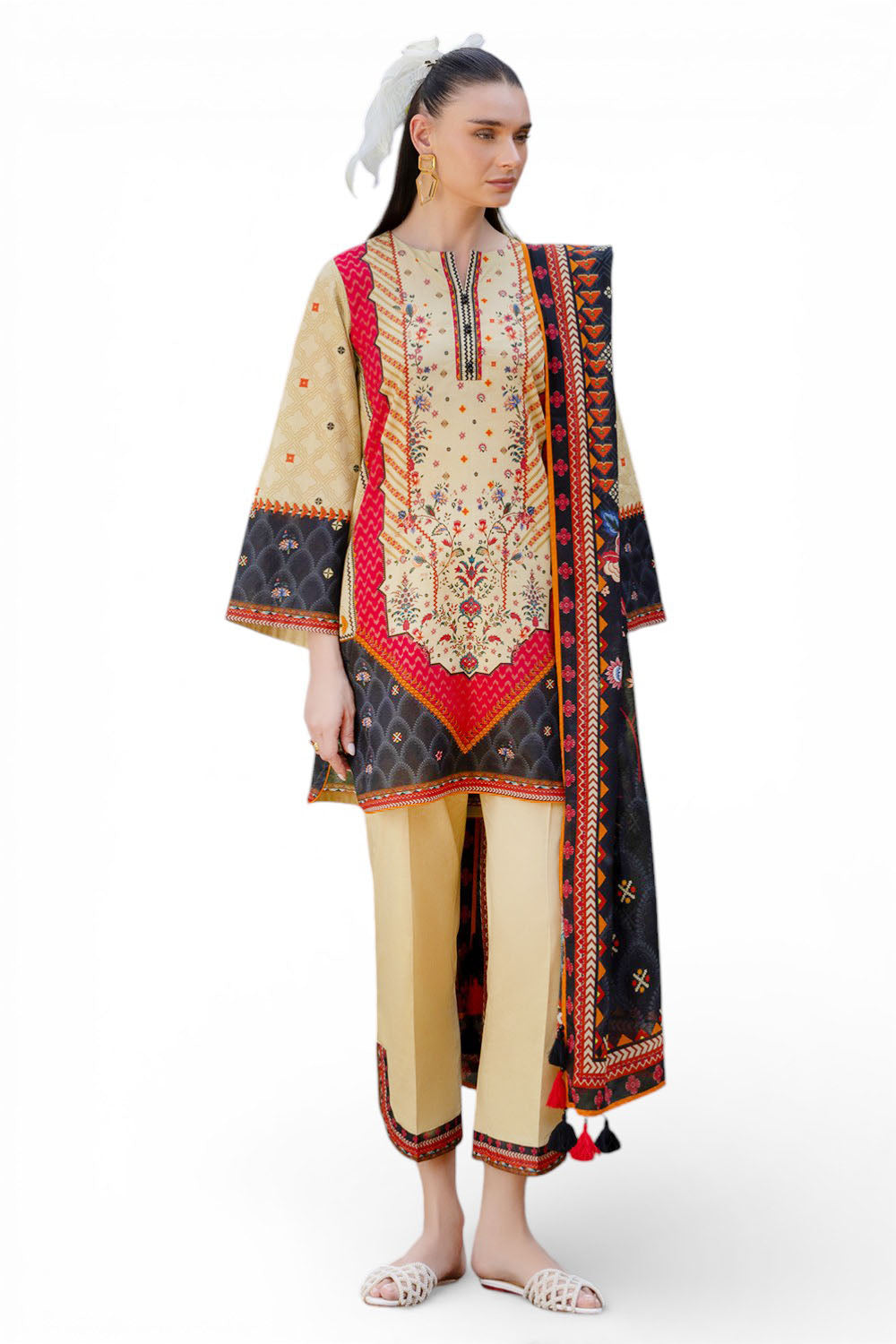 3 Piece Printed Cambric Suit with Lawn Dupatta CBN-62005