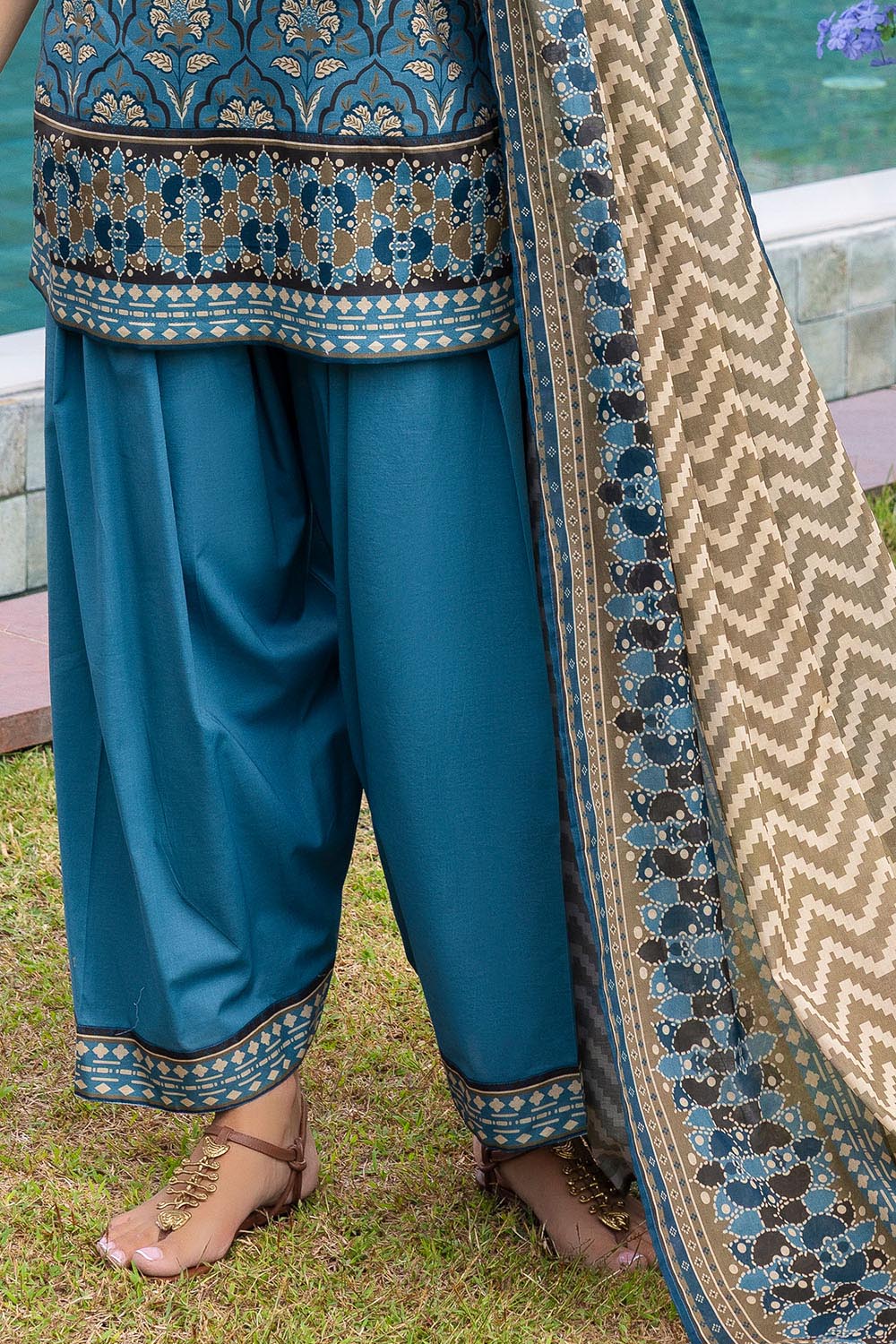 3 Piece Printed Cambric Suit with Lawn Dupatta