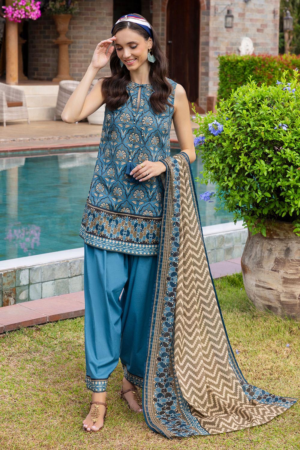3 Piece Printed Cambric Suit with Lawn Dupatta