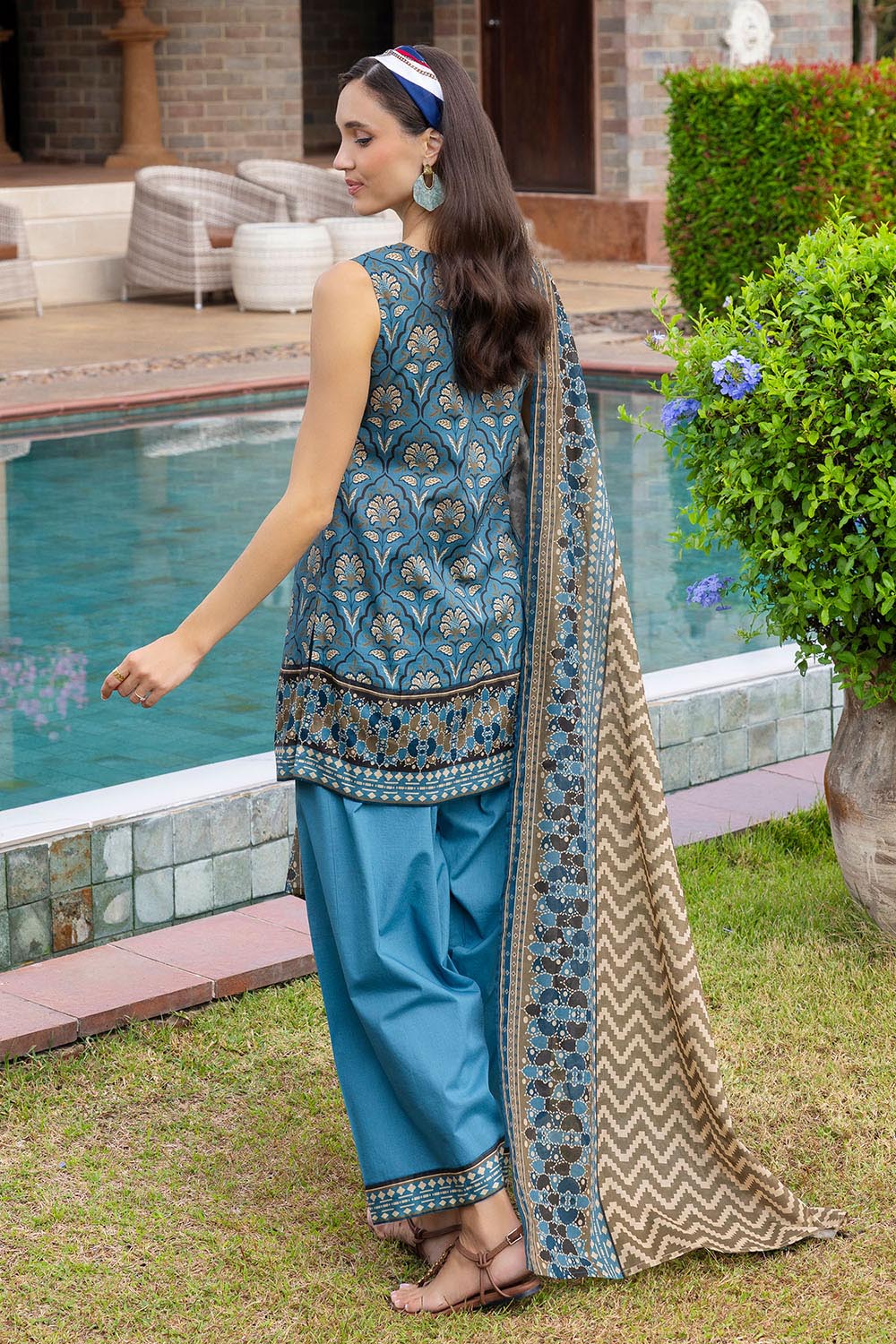 3 Piece Printed Cambric Suit with Lawn Dupatta