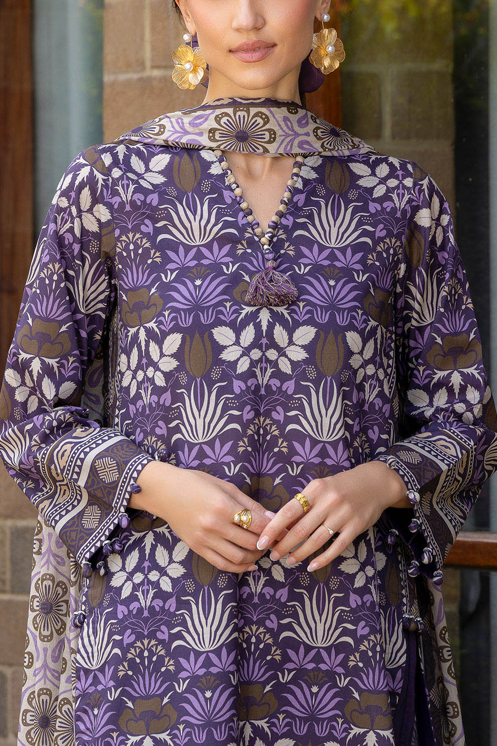 3 Piece Printed Cambric Suit With Lawn Dupatta