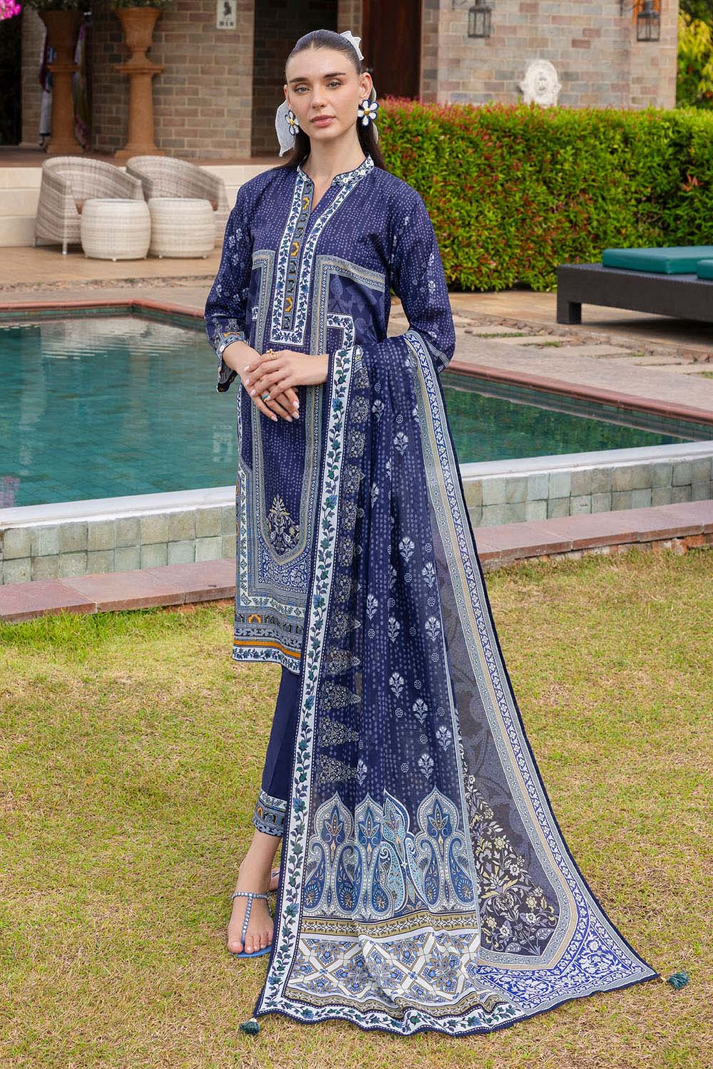 3 Piece Printed Cambric Suit with Lawn Dupatta CBN-62018