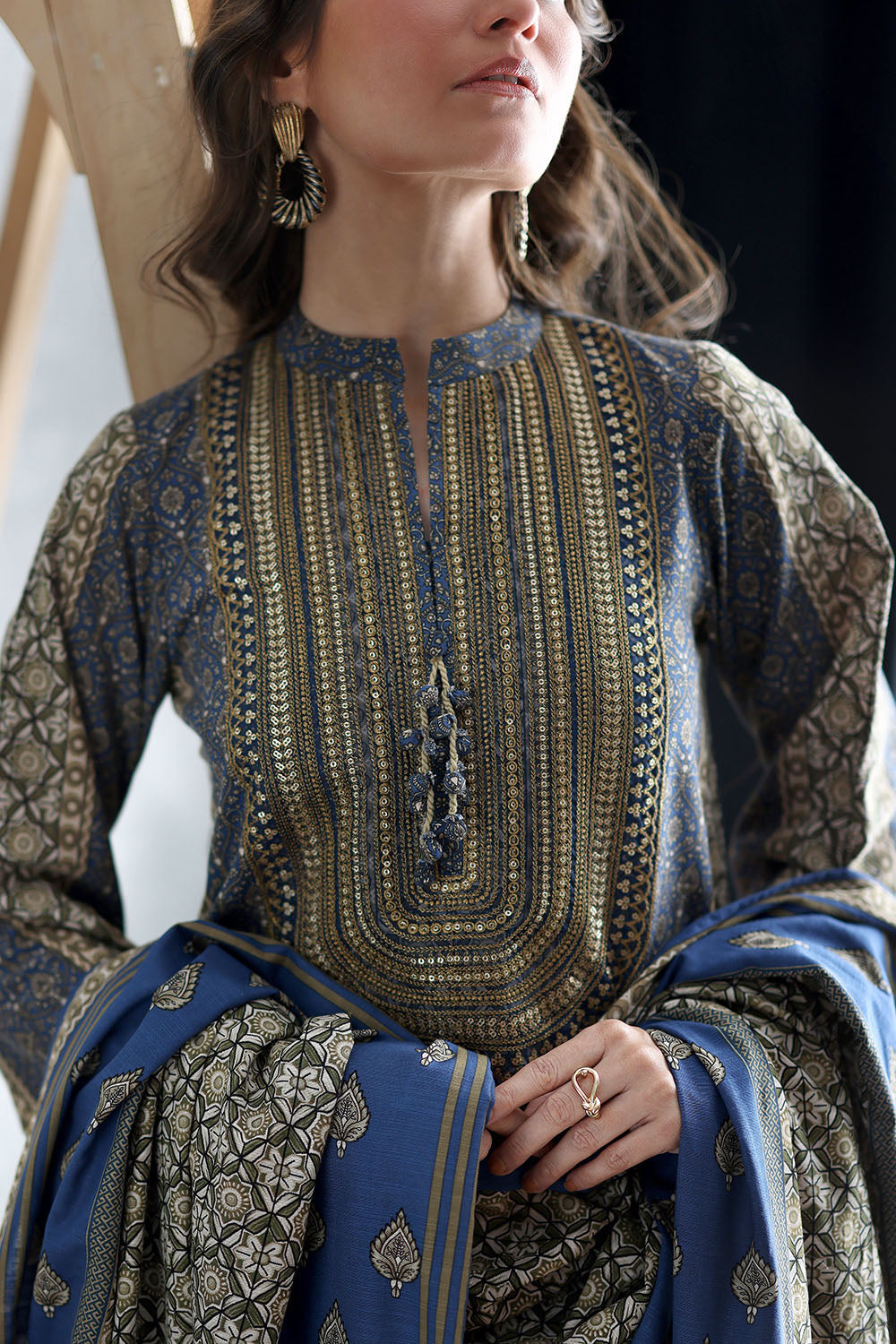 3 Piece Printed Khaddar Suit with Printed Khaddar Dupatta