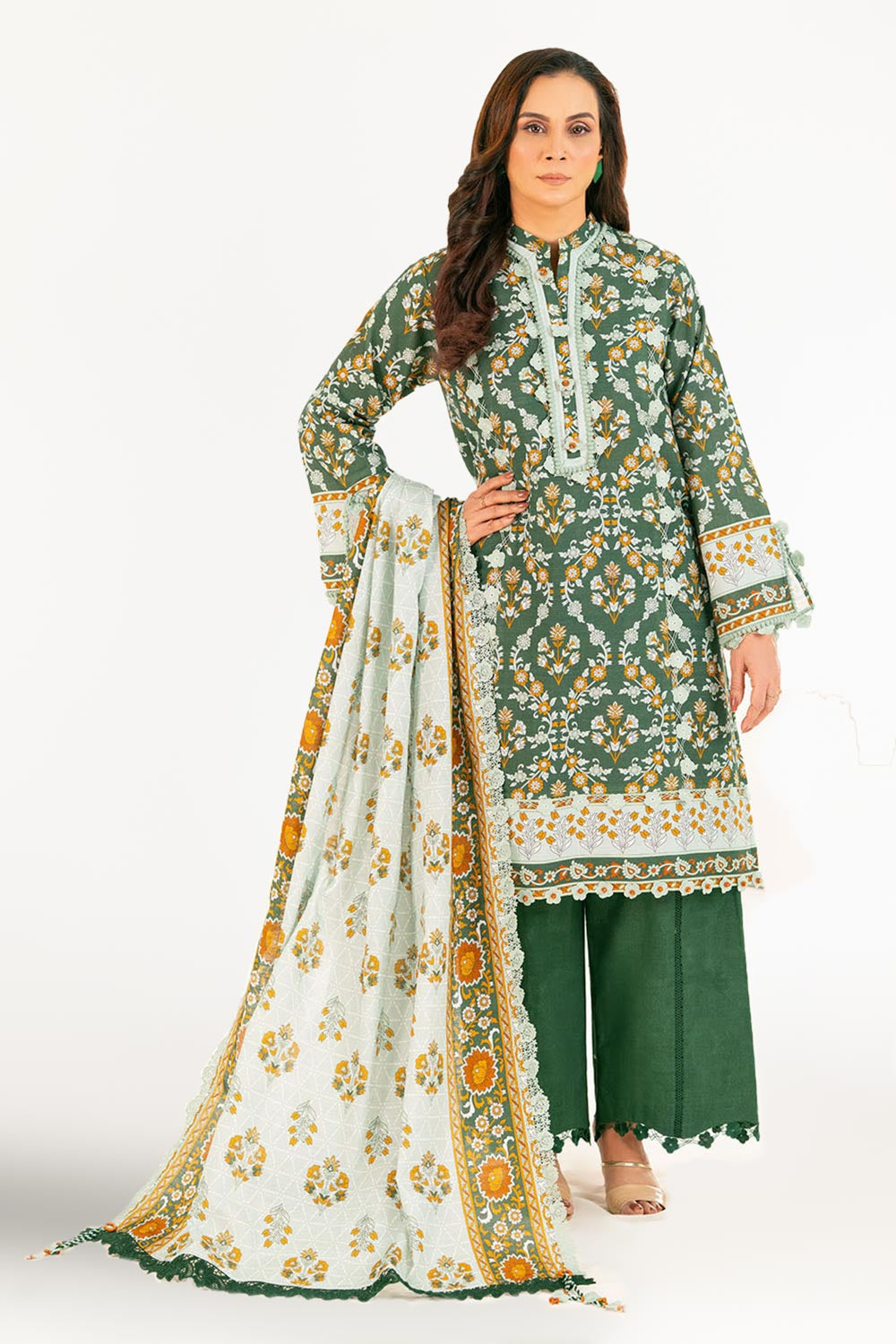 3 Piece Printed Khaddar Suit with Dupatta