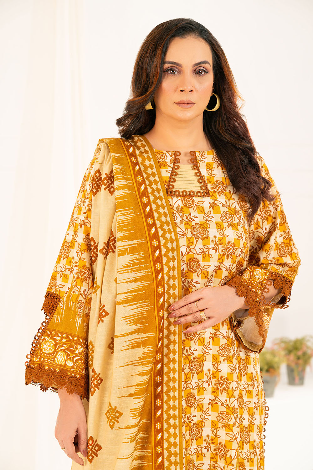 3 Piece Printed Khaddar Suit with Dupatta