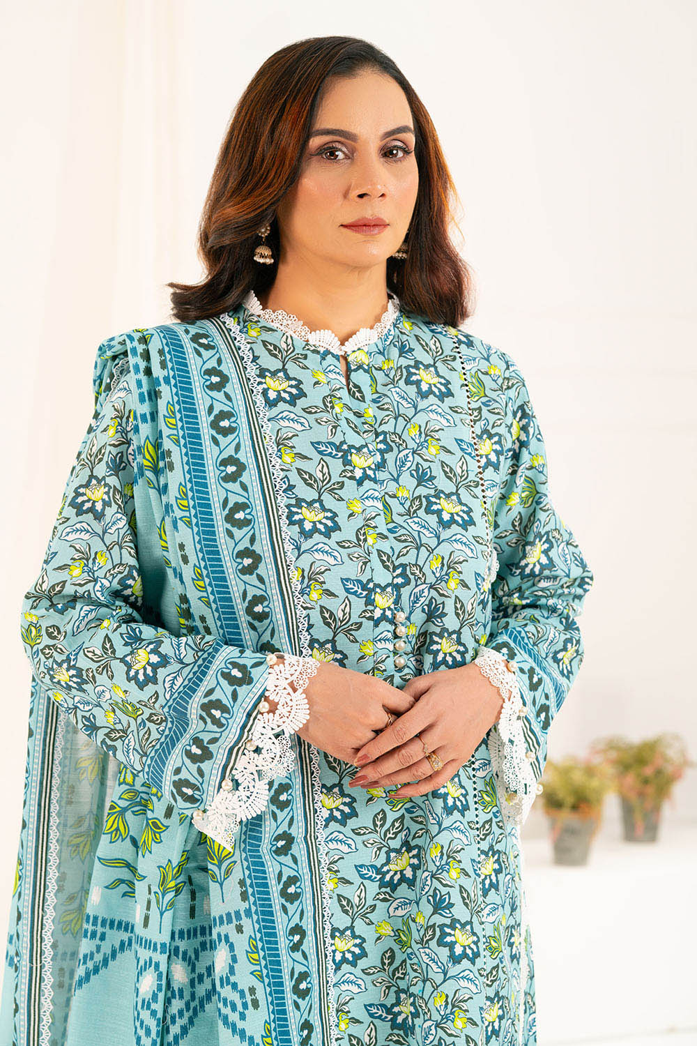 3 Piece Printed Khaddar Suit With Dupatta