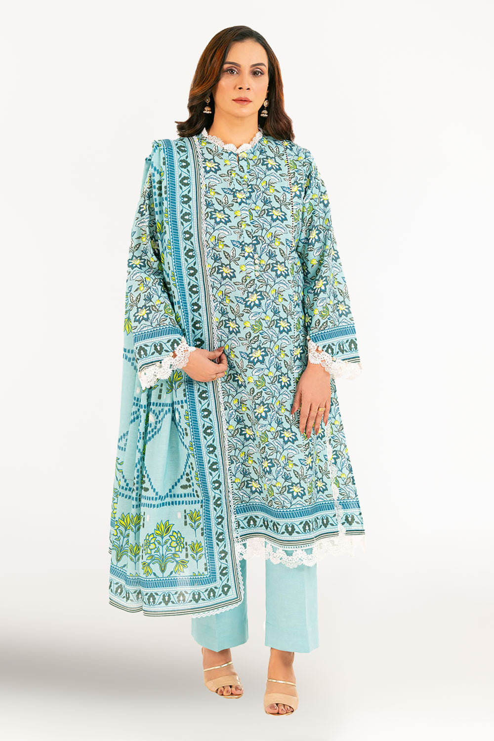 3 Piece Printed Khaddar Suit With Dupatta