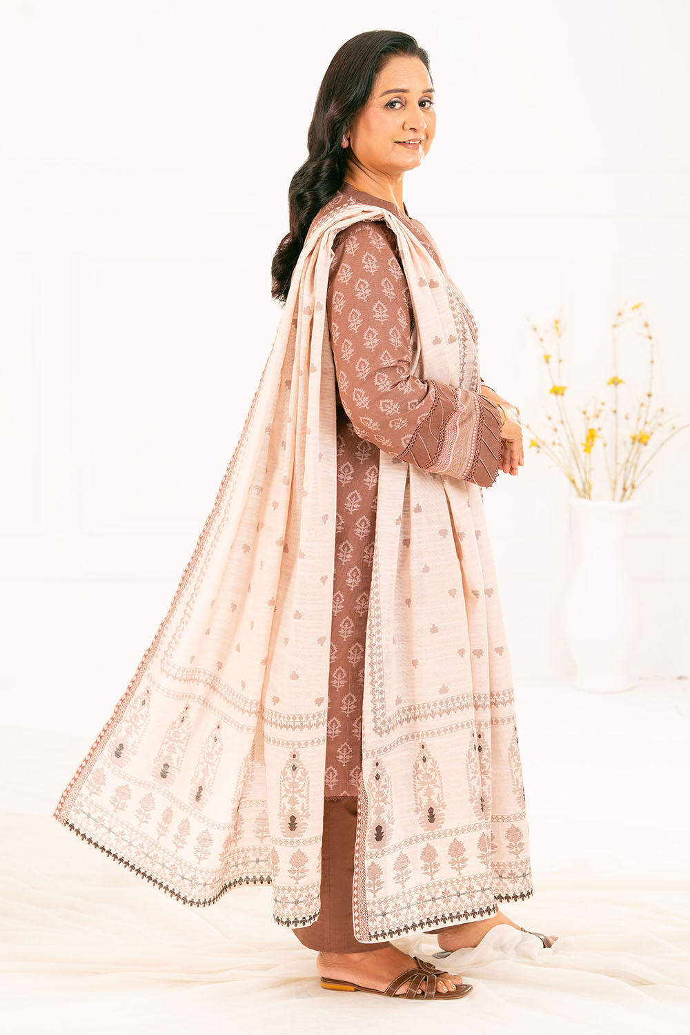 3 Piece Printed Khaddar Suit With Dupatta