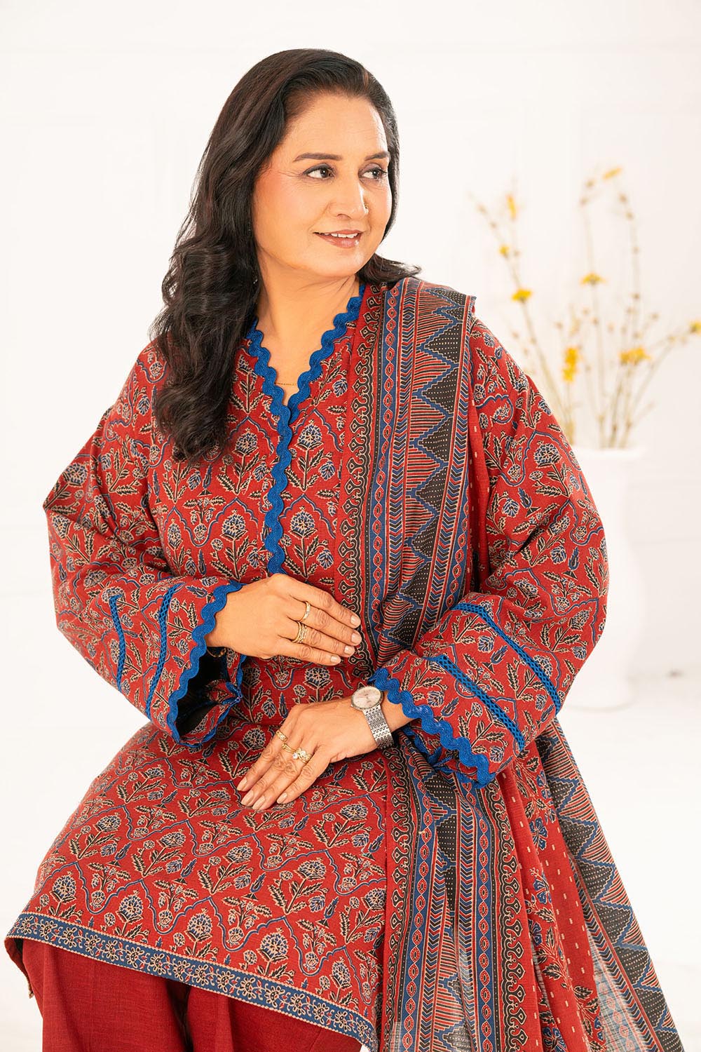 3 Piece Printed Khaddar Suit with Dupatta