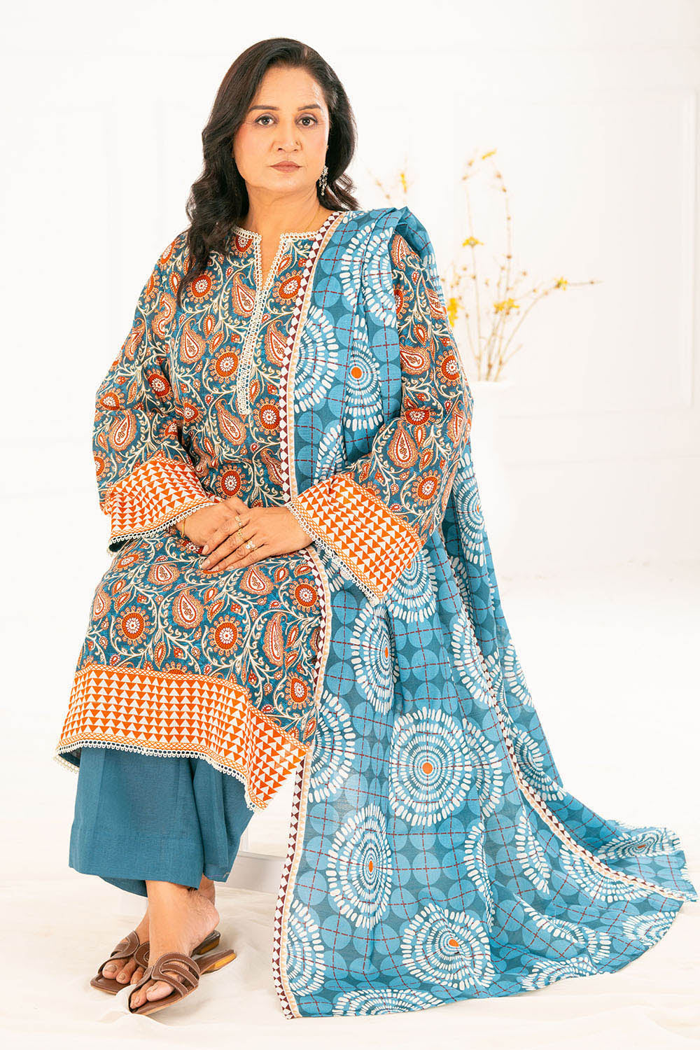 3 Piece Printed Khaddar Suit with Dupatta