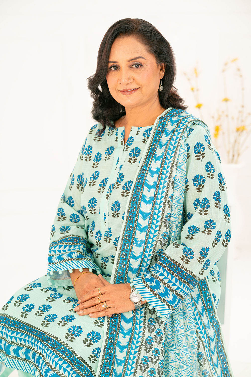 3 Piece Printed Khaddar Suit With Dupatta
