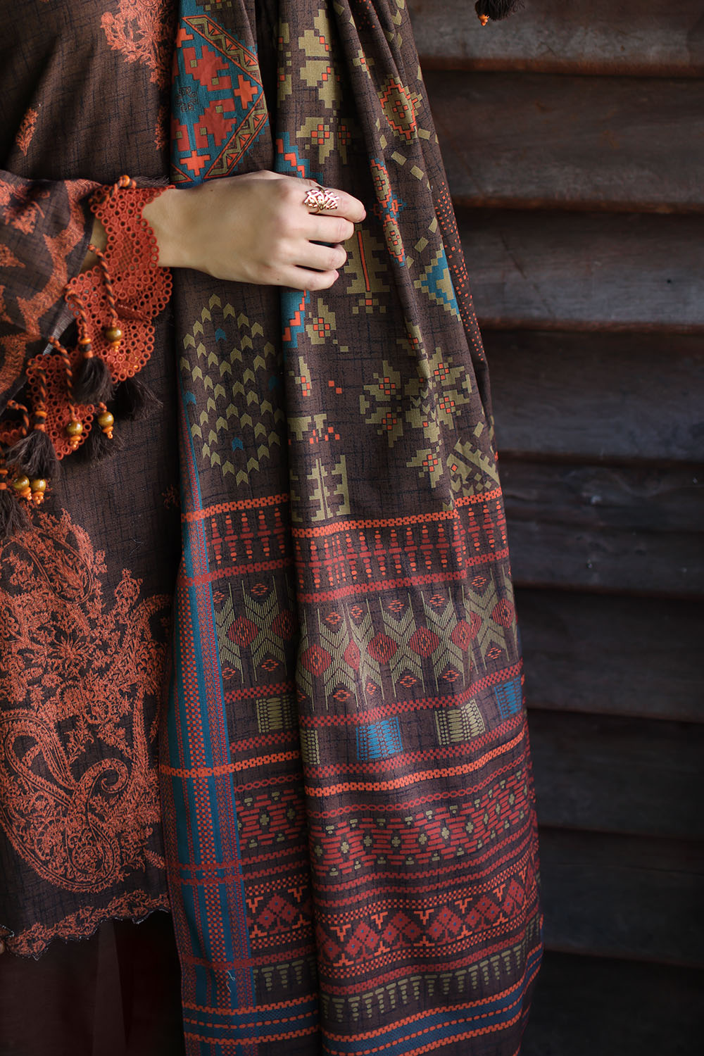 3 Piece Printed Khaddar Suit with Printed Khaddar Dupatta
