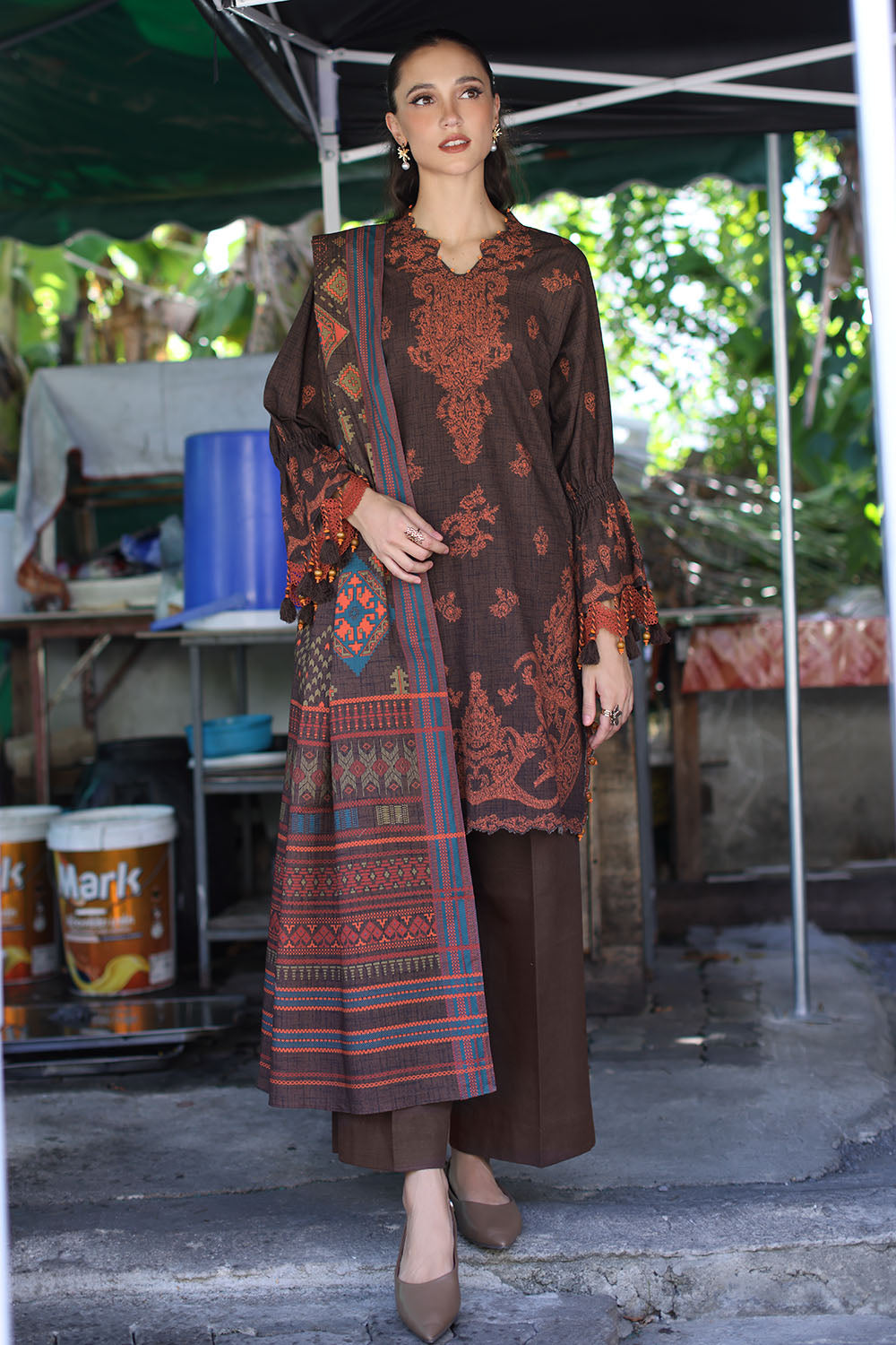3 Piece Printed Khaddar Suit with Printed Khaddar Dupatta