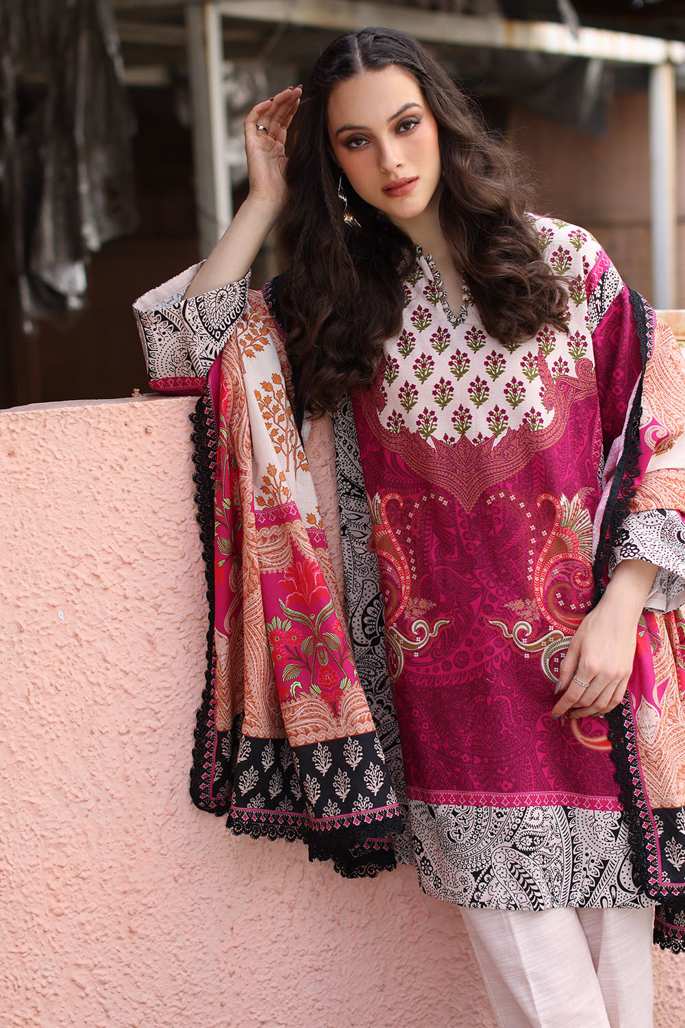 3 Piece Printed Khaddar Suit with Printed Khaddar Dupatta