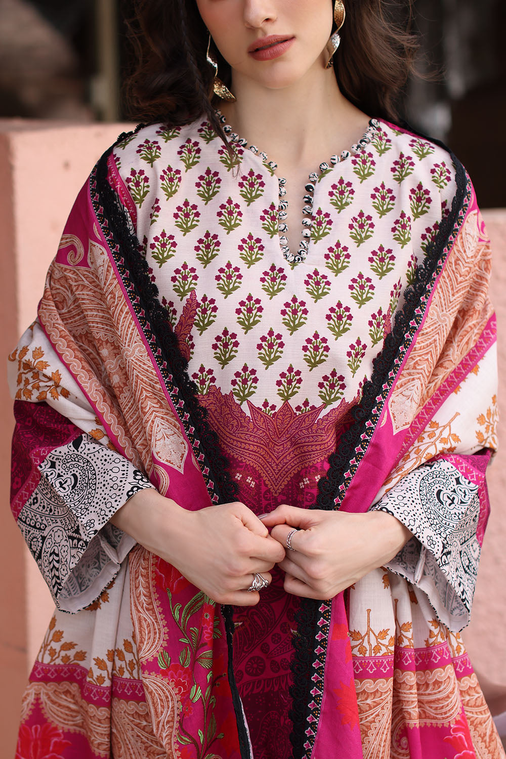 3 Piece Printed Khaddar Suit with Printed Khaddar Dupatta