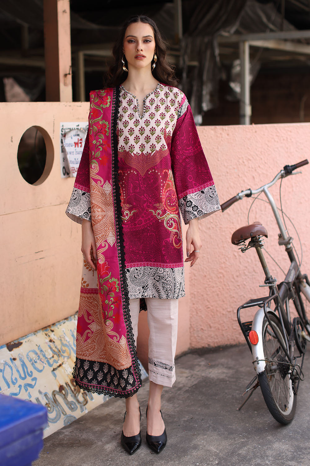 3 Piece Printed Khaddar Suit with Printed Khaddar Dupatta