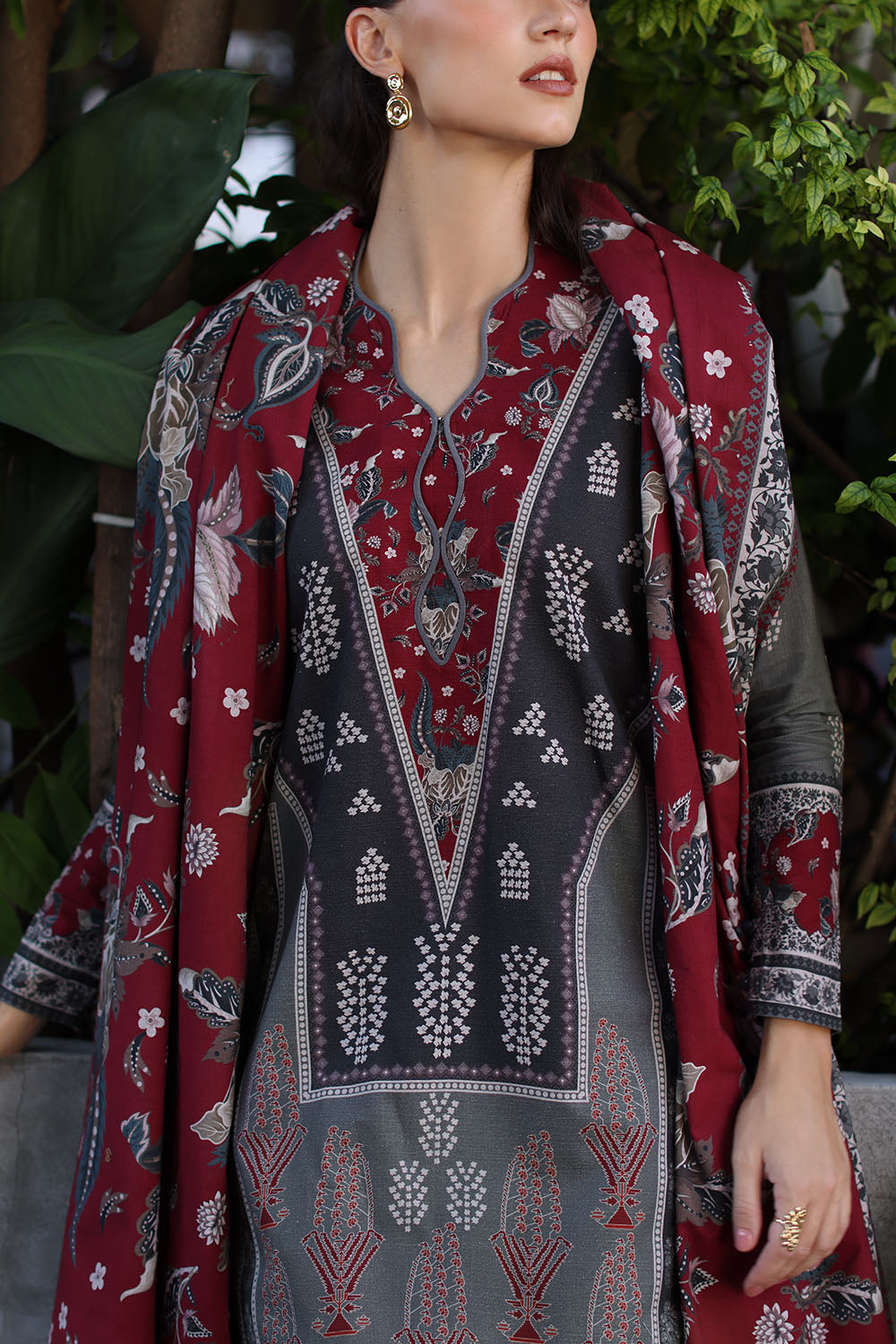 3 Piece Printed Khaddar Suit with Printed Khaddar Dupatta