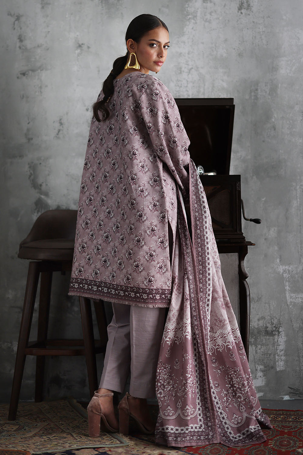 3 Piece Printed Khaddar Suit with Printed Khaddar Dupatta