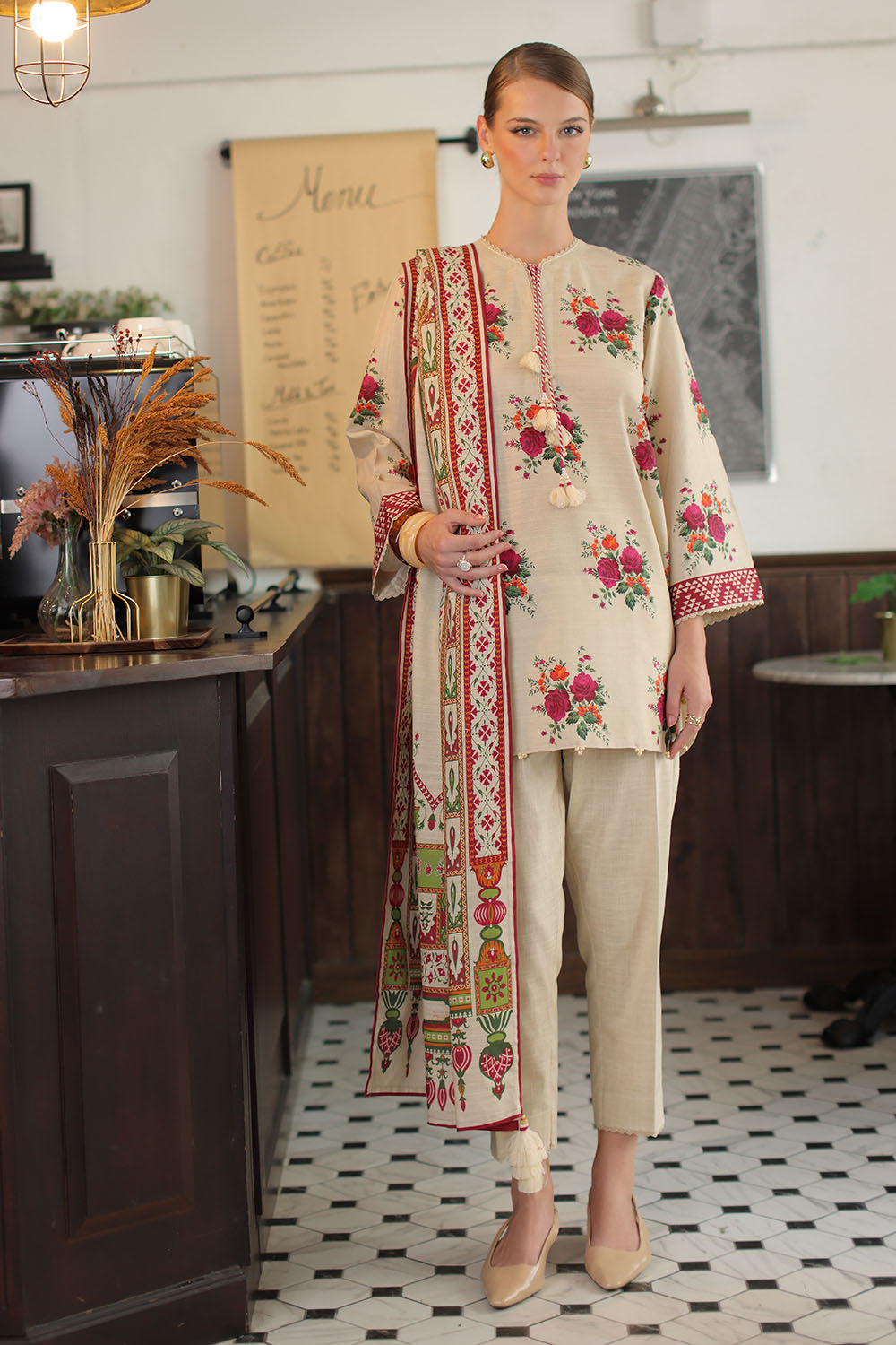 3 Piece Printed Khaddar Suit