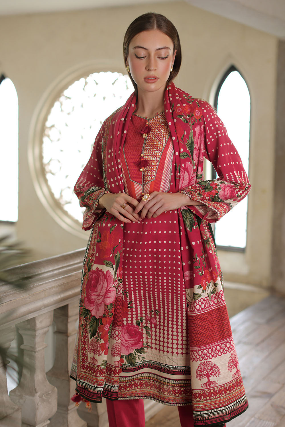 3 Piece Printed Khaddar Suit